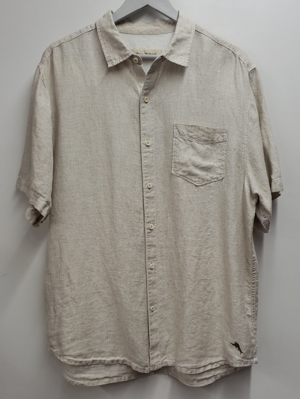 Tommy Bahama Linen Short Sleeve Shirt Men's Large Coastal Summer Travel Beach